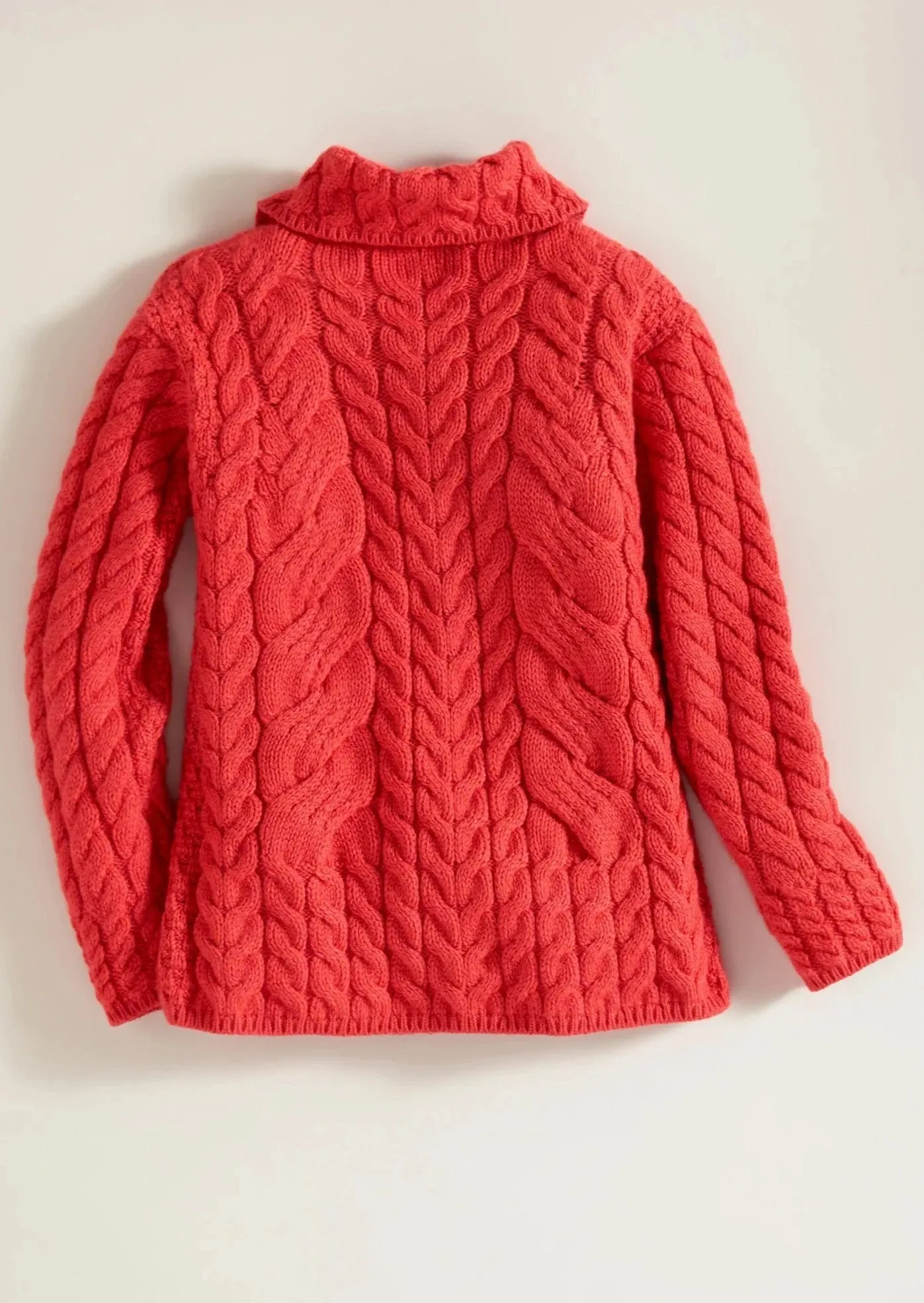 Belcarra Ladies Aran Cardigan | Coral - Clearance