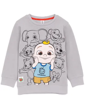 Cocomelon Multi-Character Placement Print Unisex Kids Grey Sweatshirt