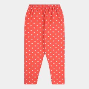 Girls Lycra Jersey Tights Heart-Red