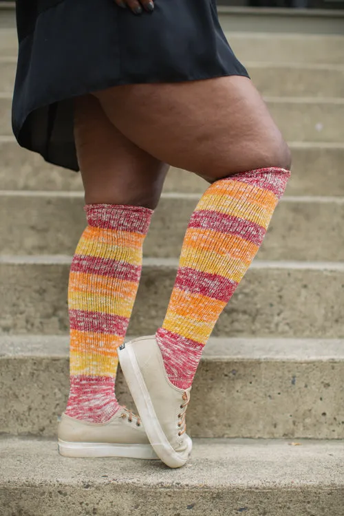 Marled Stripe Knee Socks