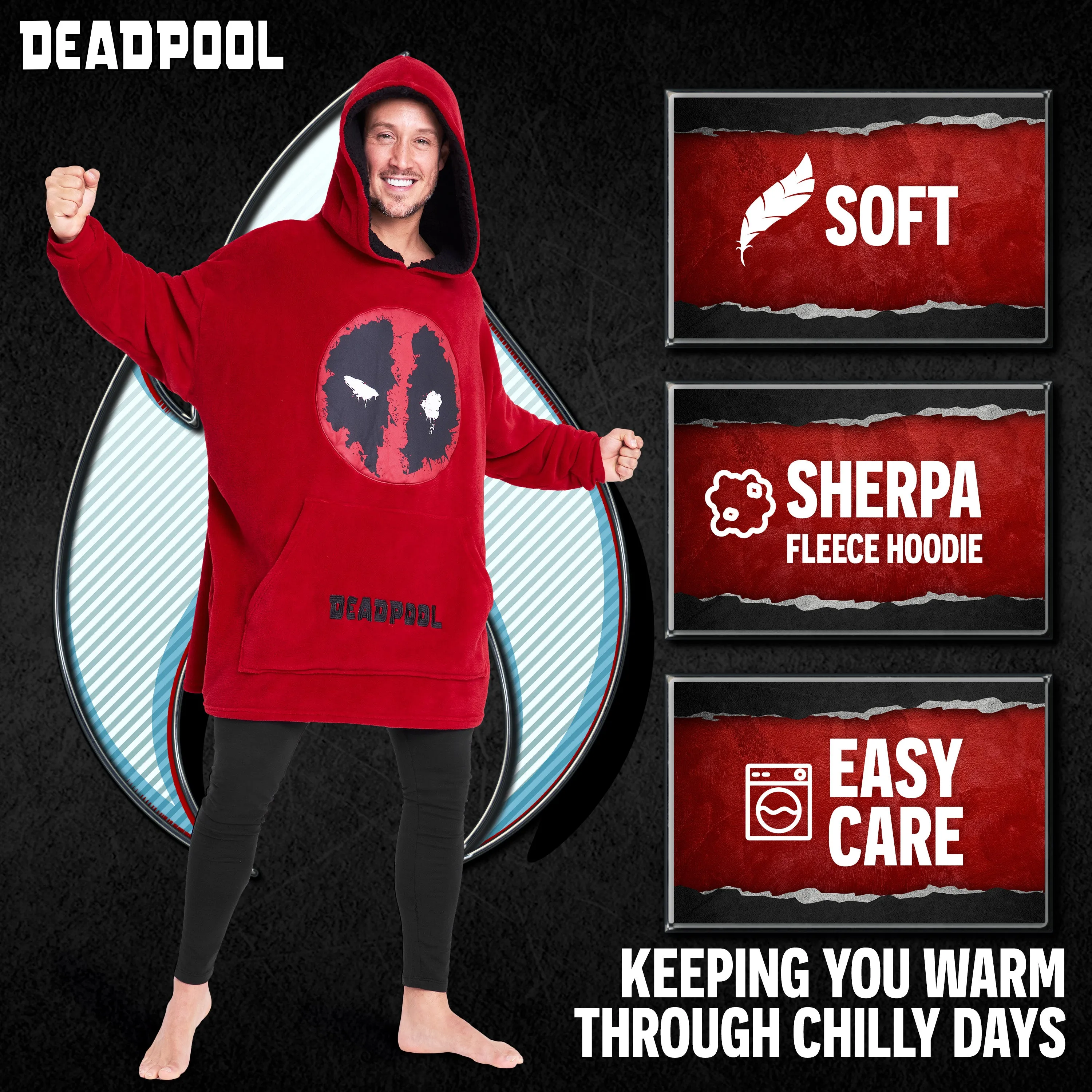 Marvel Oversized Hoodie Blanket for Men - DEADPOOL