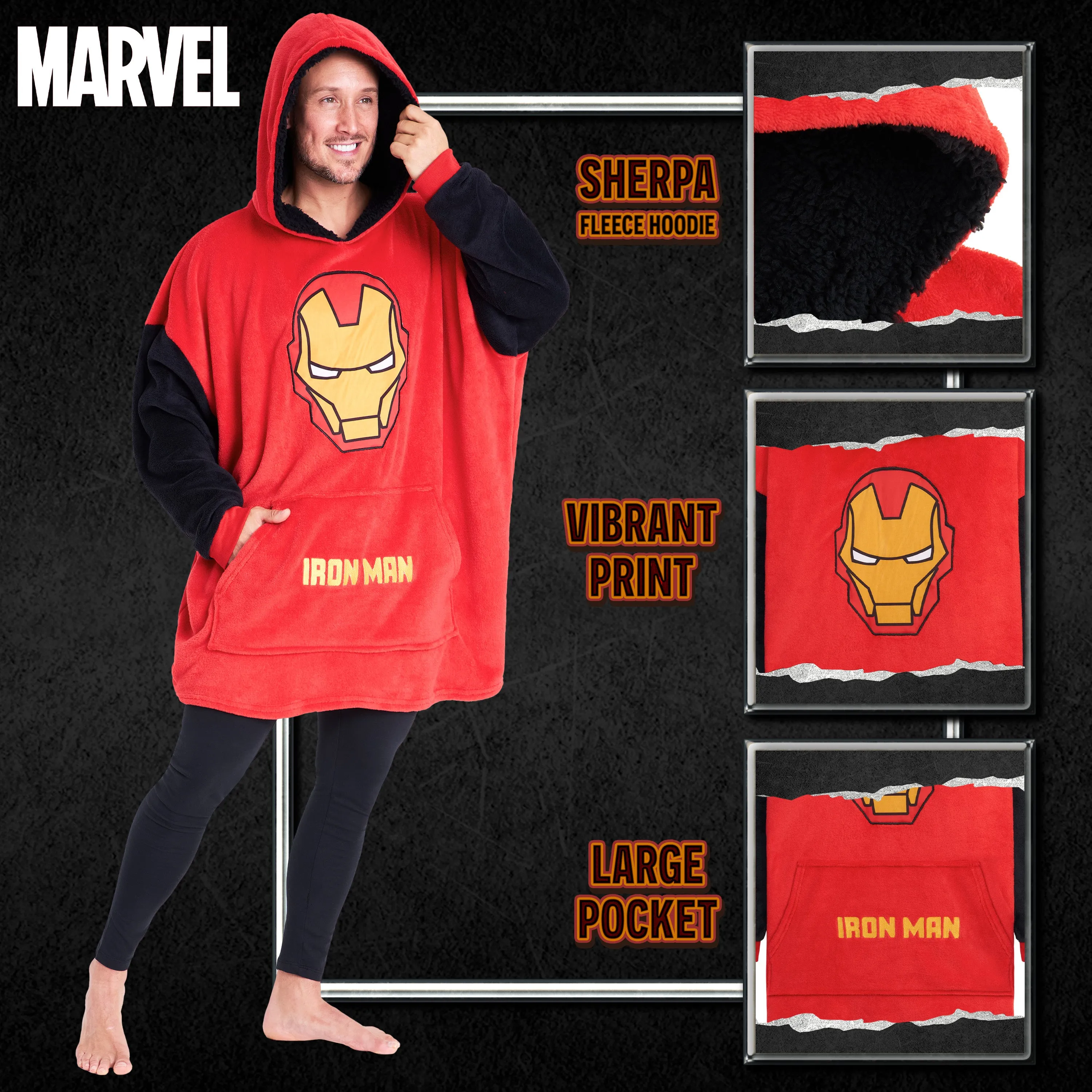 Marvel Oversized Hoodie Blanket for Men - Iron Man