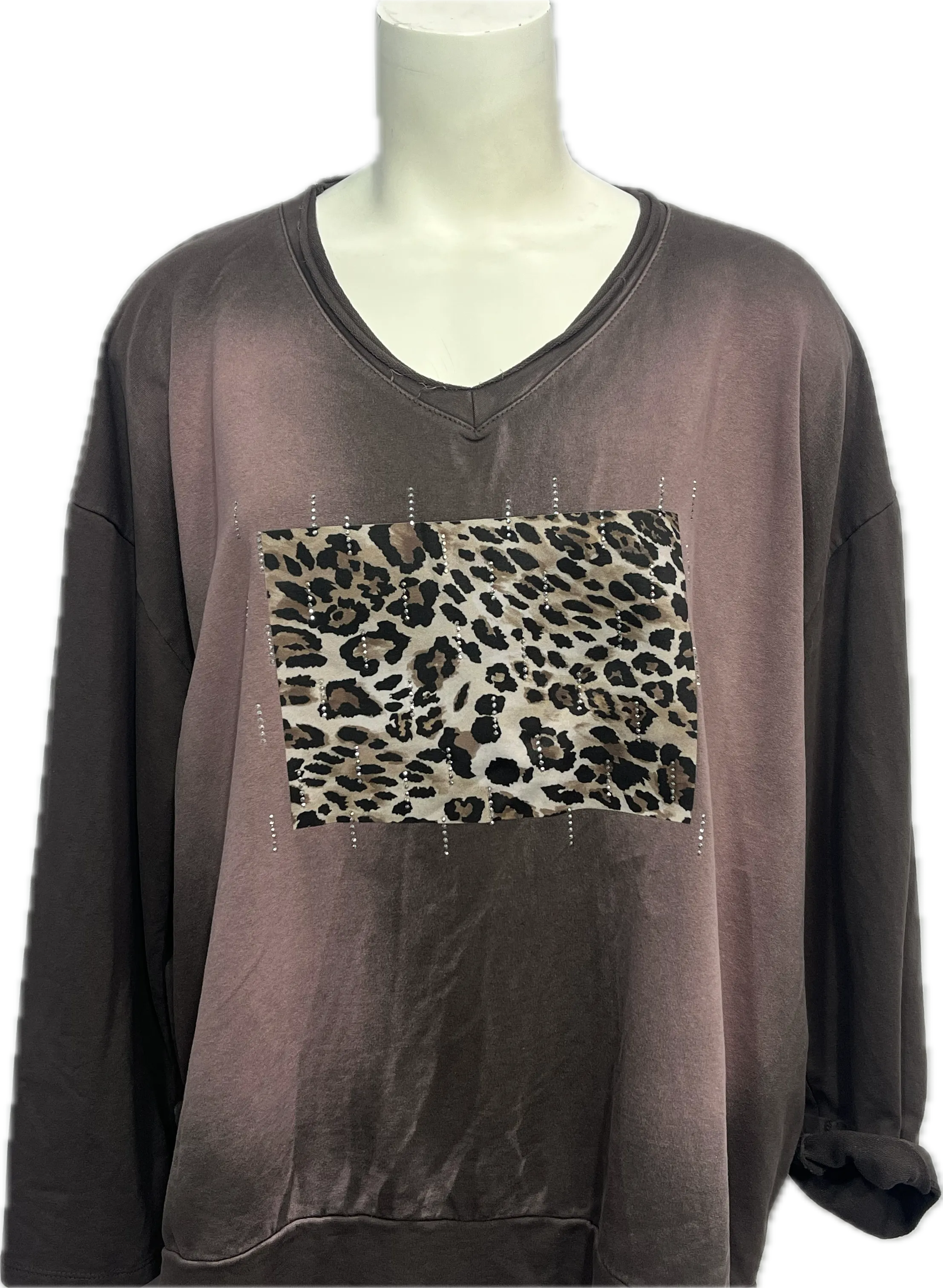 Two-Toned Studded Cheetah Print Top